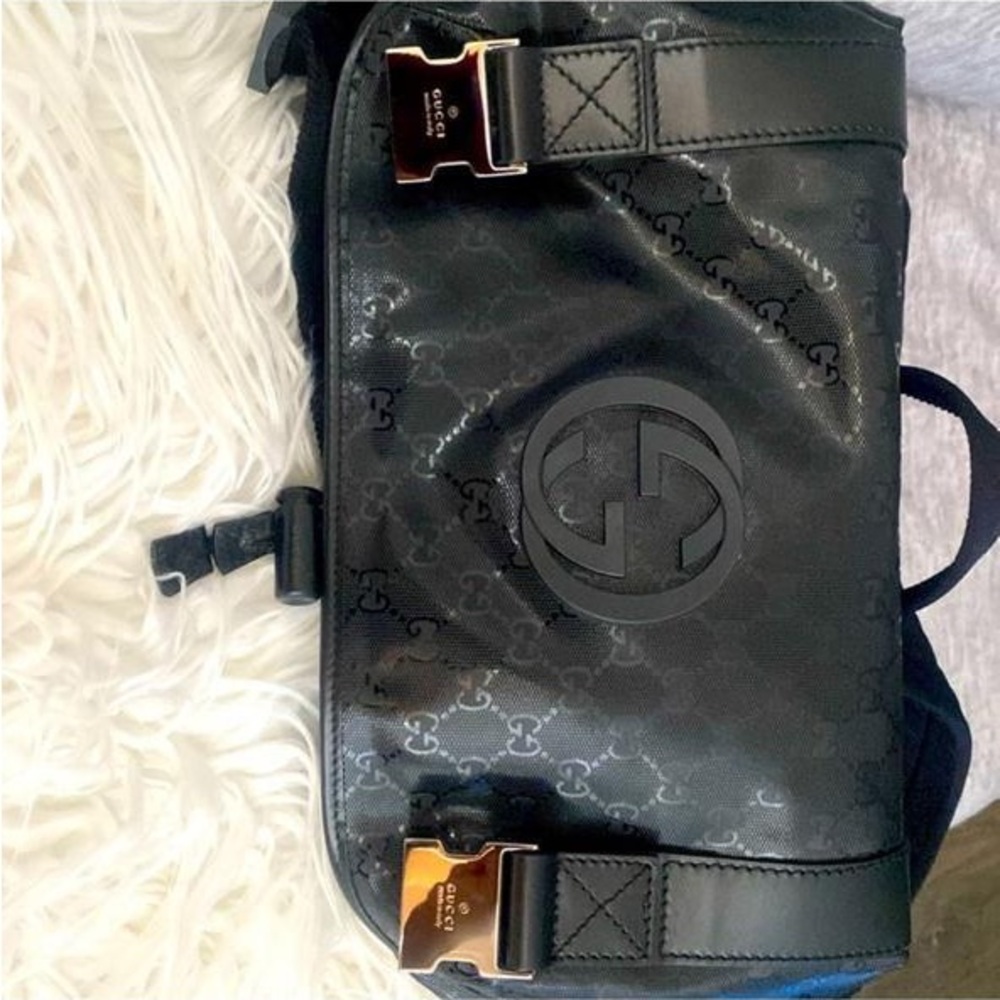 Gucci Black Messenger Bag with Gold Hardware